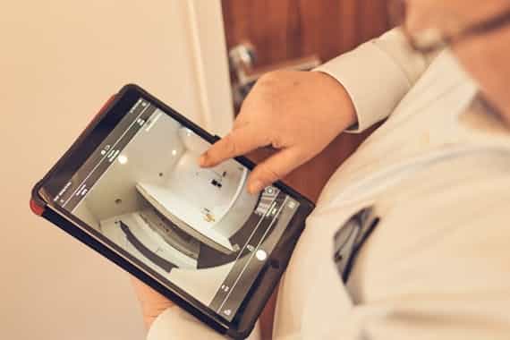 3-D-Plan der Manufaktur eines Badezimmers von Steinkühler in Leverkusen.